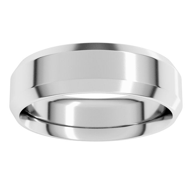 14K Yellow Or White Gold Or Platinum Or Sterling Silver Or Palladium Standard Weight Beveled-Edge Comfort-Fit Band