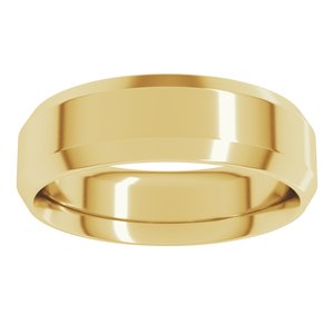 18K Yellow Or White Or Rose Gold Beveled-Edge Comfort-Fit Flat Band