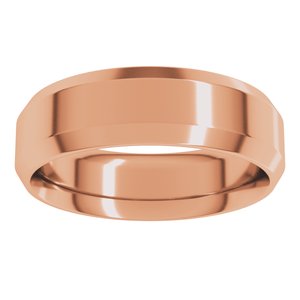 18K Yellow Or White Or Rose Gold Beveled-Edge Comfort-Fit Flat Band