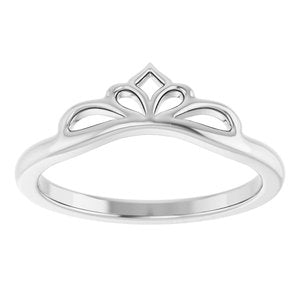 14K White Gold Polished Stackable Crown Ring Size 7