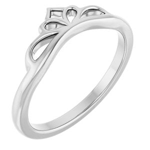 14K White Gold Polished Stackable Crown Ring Size 7