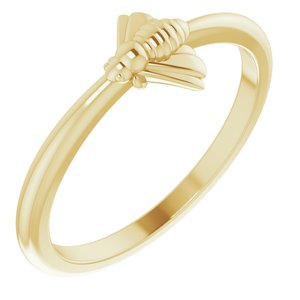 14K Yellow Gold None Polished Stackable Bee Ring Size 7