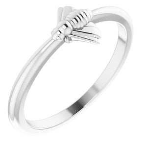 Sterling Silver Polished Stackable Bee Ring Size 7