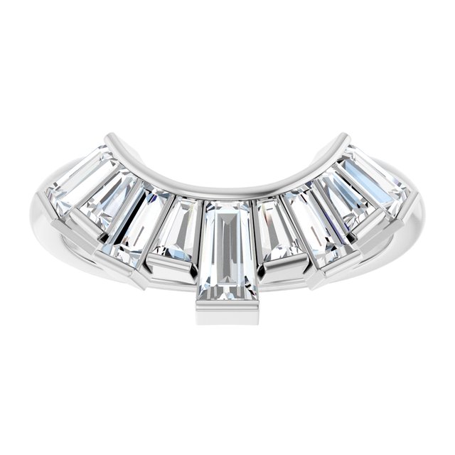 14K White Gold Tapered Baguette 5 X 2.75 X 2 Mm Polished 3/4 Ctw Lab-Grown Diamond Contour Band, Size 7