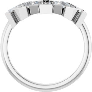 14K White Gold Natural Diamond Tapered Baguette 5 X 2.75 X 2 Mm Natural Diamond Polished 3/4 Ctw Natural Diamond Contour Band Size 7