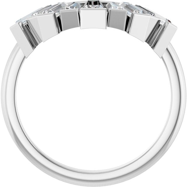 14K White Gold Tapered Baguette 5 X 2.75 X 2 Mm Polished 3/4 Ctw Lab-Grown Diamond Contour Band, Size 7
