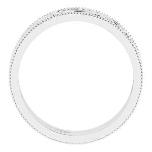 10K Yellow Or White Or Rose Gold Milgrain Edge Floral Flat Band