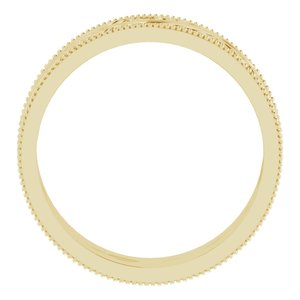 10K Yellow Or White Or Rose Gold Milgrain Edge Floral Flat Band