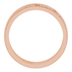 14K Yellow Or White Or Rose Gold Or Sterling Silver Or Platinum Milgrain Edge Floral Flat Band