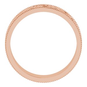 14K Yellow Or White Or Rose Gold Or Sterling Silver Or Platinum Milgrain Edge Floral Flat Band