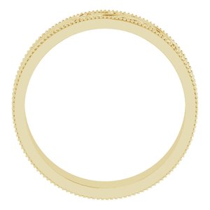 18K Yellow Or Rose Gold Milgrain Edge Floral Flat Band