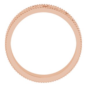 14K Yellow Or White Or Rose Gold Or Sterling Silver Or Platinum Milgrain Edge Floral Flat Band