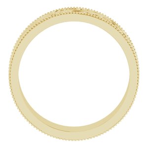14K Yellow Or White Or Rose Gold Or Sterling Silver Or Platinum Milgrain Edge Floral Flat Band