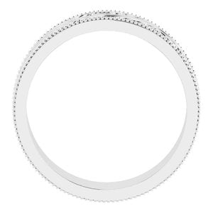14K Yellow Or White Or Rose Gold Or Sterling Silver Or Platinum Milgrain Edge Floral Flat Band