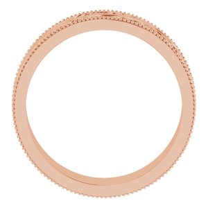 14K Yellow Or White Or Rose Gold Or Sterling Silver Or Platinum Milgrain Edge Floral Flat Band