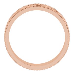 14K Yellow Or White Or Rose Gold Or Sterling Silver Or Platinum Milgrain Edge Floral Flat Band