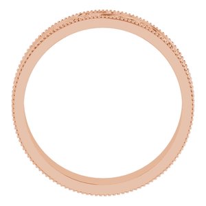 14K Yellow Or White Or Rose Gold Or Sterling Silver Or Platinum Milgrain Edge Floral Flat Band