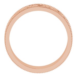 14K Yellow Or White Or Rose Gold Or Sterling Silver Or Platinum Milgrain Edge Floral Flat Band