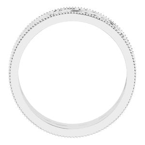 10K White Gold  6 Mm Polished Sculptural Milgrain Band Size 8.5