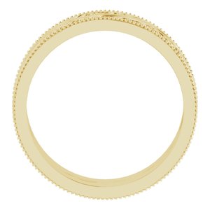 14K Yellow Or White Or Rose Gold Or Sterling Silver Or Platinum Milgrain Edge Floral Flat Band