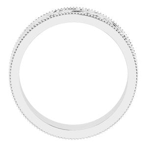 14K Yellow Or White Or Rose Gold Or Sterling Silver Or Platinum Milgrain Edge Floral Flat Band