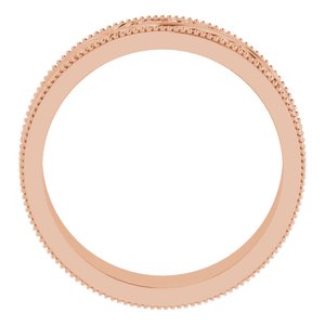 14K Yellow Or White Or Rose Gold Or Sterling Silver Or Platinum Milgrain Edge Floral Flat Band