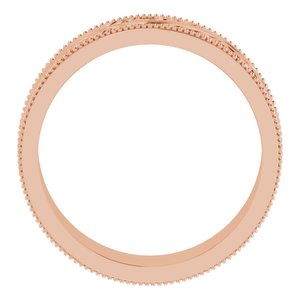 14K Yellow Or White Or Rose Gold Or Sterling Silver Or Platinum Milgrain Edge Floral Flat Band