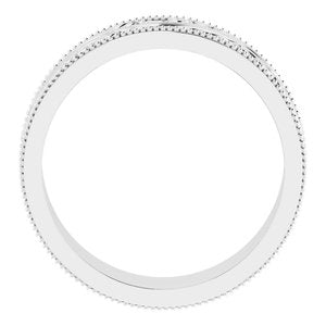 14K Yellow Or White Or Rose Gold Or Sterling Silver Or Platinum Milgrain Edge Floral Flat Band