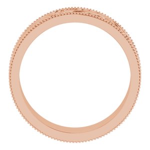 14K Yellow Or White Or Rose Gold Or Sterling Silver Or Platinum Milgrain Edge Floral Flat Band