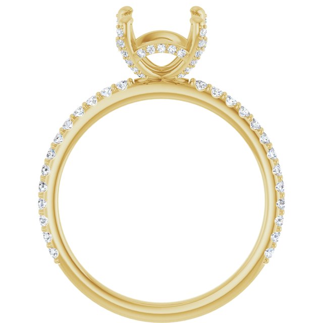 14K Yellow Gold Round 8 Mm Polished 1/3 Ctw Lab-Grown Diamond Semi-Set Engagement Ring, Size 7