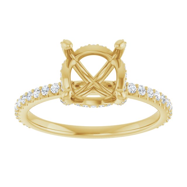 14K Yellow Gold Round 8 Mm Polished 1/3 Ctw Lab-Grown Diamond Semi-Set Engagement Ring, Size 7