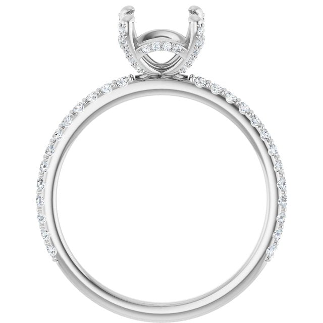 Platinum Round 7.4 Mm Polished 1/3 Ctw Lab-Grown Diamond Semi-Set Engagement Ring, Size 7