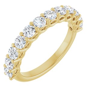 14K Yellow Gold Natural Diamond Round 3 Mm Polished 1 Ctw Natural Diamond Anniversary Band Size 7