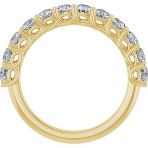 14K Yellow Gold Natural Diamond Round 3 Mm Polished 1 Ctw Natural Diamond Anniversary Band Size 7