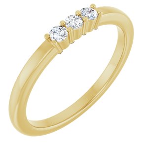 14K Yellow Gold Round 2.25 Mm Polished 1/6 Ctw Lab-Grown Diamond Anniversary Band Size 7