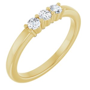 14K Yellow Gold Round 2.75 Mm Polished 1/4 Ctw Natural Diamond Anniversary Band Size 7