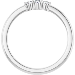 14K White Gold Round 2.25 Mm Polished 1/6 Ctw Lab-Grown Diamond Anniversary Band Size 7