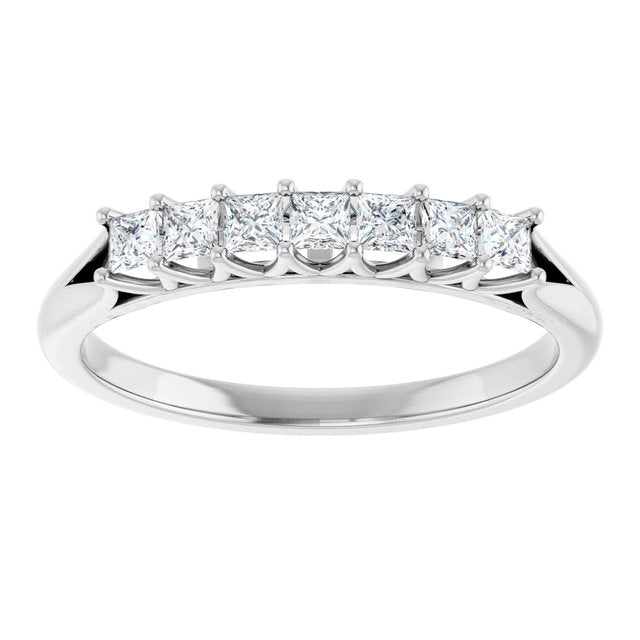 14K White Gold Square 2 X 2 Mm Polished 1/3 Ctw Natural Diamond Anniversary Band