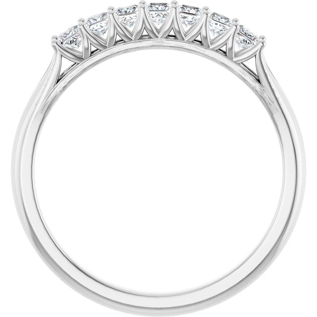 14K White Gold Square 2 X 2 Mm Polished 1/3 Ctw Natural Diamond Anniversary Band