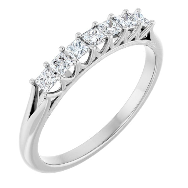 14K White Gold Square 2 X 2 Mm Polished 1/3 Ctw Natural Diamond Anniversary Band