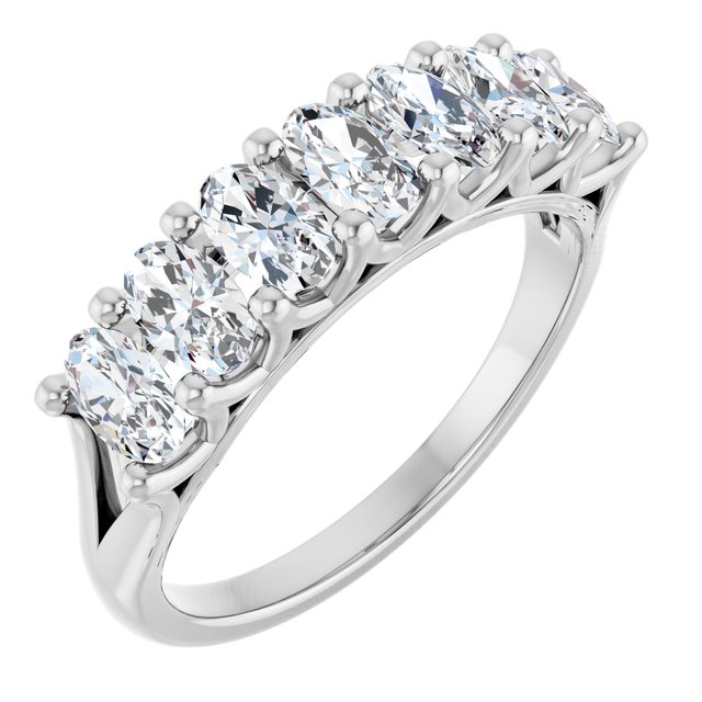 14K White Gold Oval 5 X 3 Mm Polished 1 1/3 Ctw Lab-Grown Diamond Anniversary Band Size 7