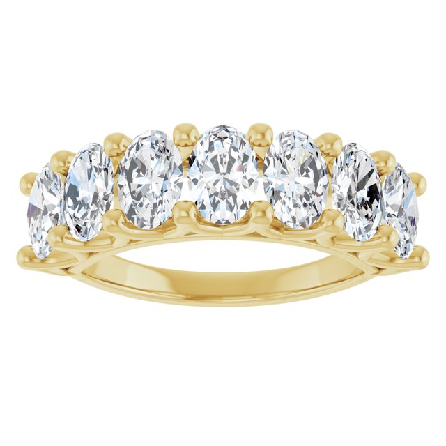 14K Yellow Gold Oval 6 X 4 Mm Polished 2 1/2 Ctw Lab-Grown Diamond Anniversary Band Size 7