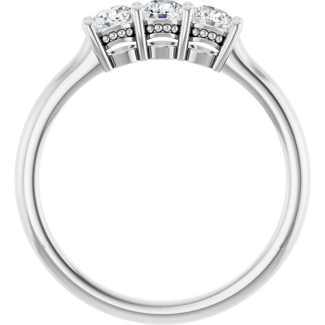 14K White Gold Round 3.5 Mm Polished 5/8 Ctw Natural Diamond Anniversary Band, Size 7