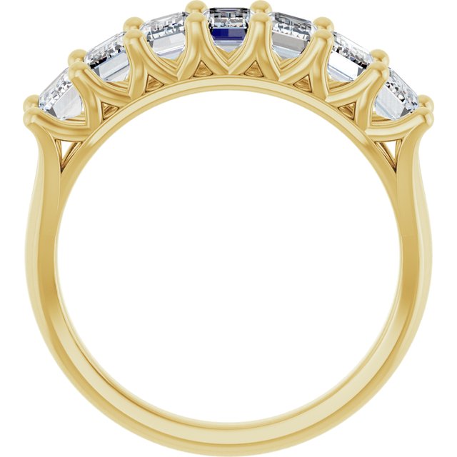 14K Yellow Gold Emerald 5 X 3 Mm Polished 2 1/6 Ctw Lab-Grown Diamond Anniversary Band Size 7