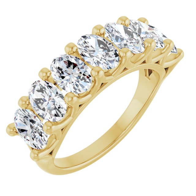 14K Yellow Gold Oval 6 X 4 Mm Polished 2 1/2 Ctw Lab-Grown Diamond Anniversary Band Size 7
