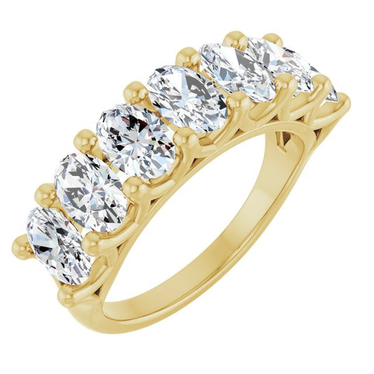 14K Yellow Gold Oval 6 X 4 Mm Polished 2 1/2 Ctw Lab-Grown Diamond Anniversary Band Size 7