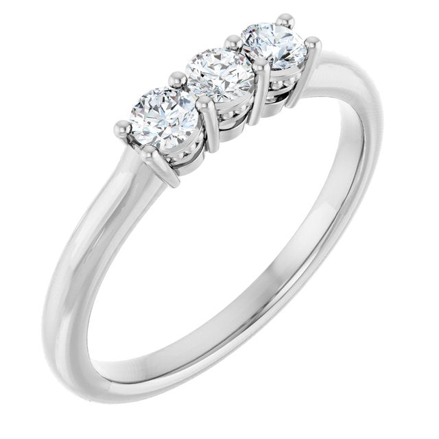 14K White Gold Round 3 Mm Polished 1/3 Ctw Natural Diamond Anniversary Band, Size 7