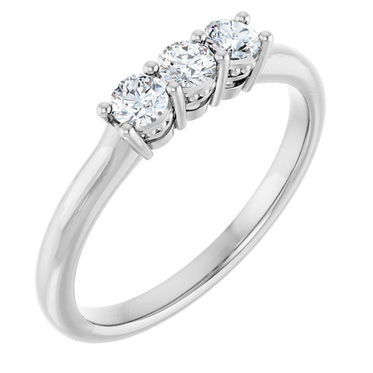 14K White Gold Round 3 Mm Polished 1/3 Ctw Natural Diamond Anniversary Band, Size 7