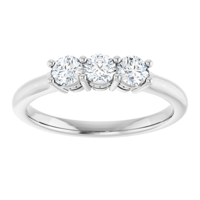 14K White Gold Round 3.5 Mm Polished 5/8 Ctw Natural Diamond Anniversary Band, Size 7