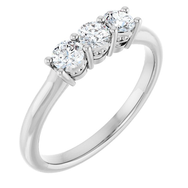 14K White Gold Round 3.5 Mm Polished 5/8 Ctw Natural Diamond Anniversary Band, Size 7